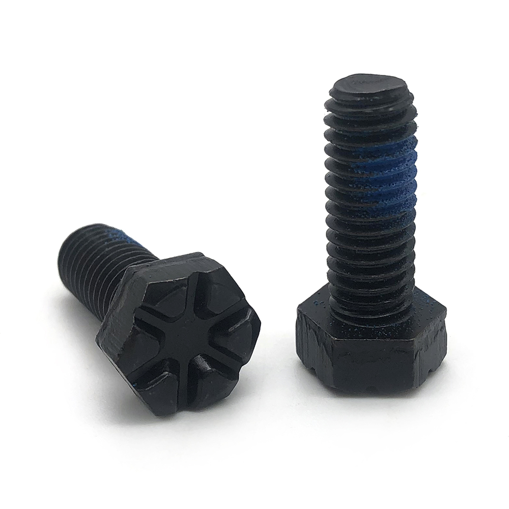 定制高強(qiáng)度發(fā)黑開(kāi)槽六角頭螺栓
