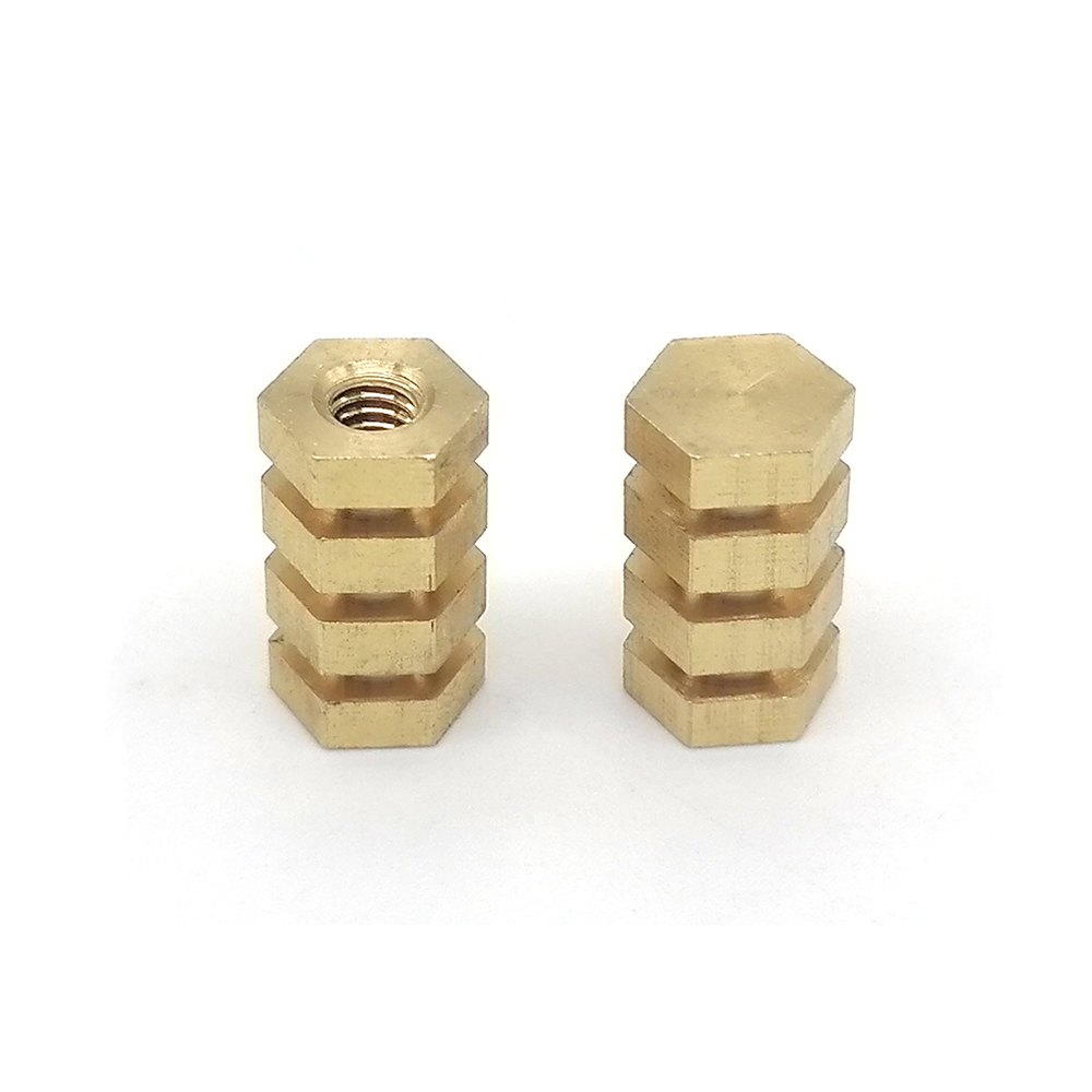 機(jī)加工非標(biāo)數(shù)控8×15車削件六角銅嵌件黃銅嵌入件